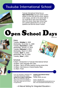 Tsukuba International School Open School Days 2009-10